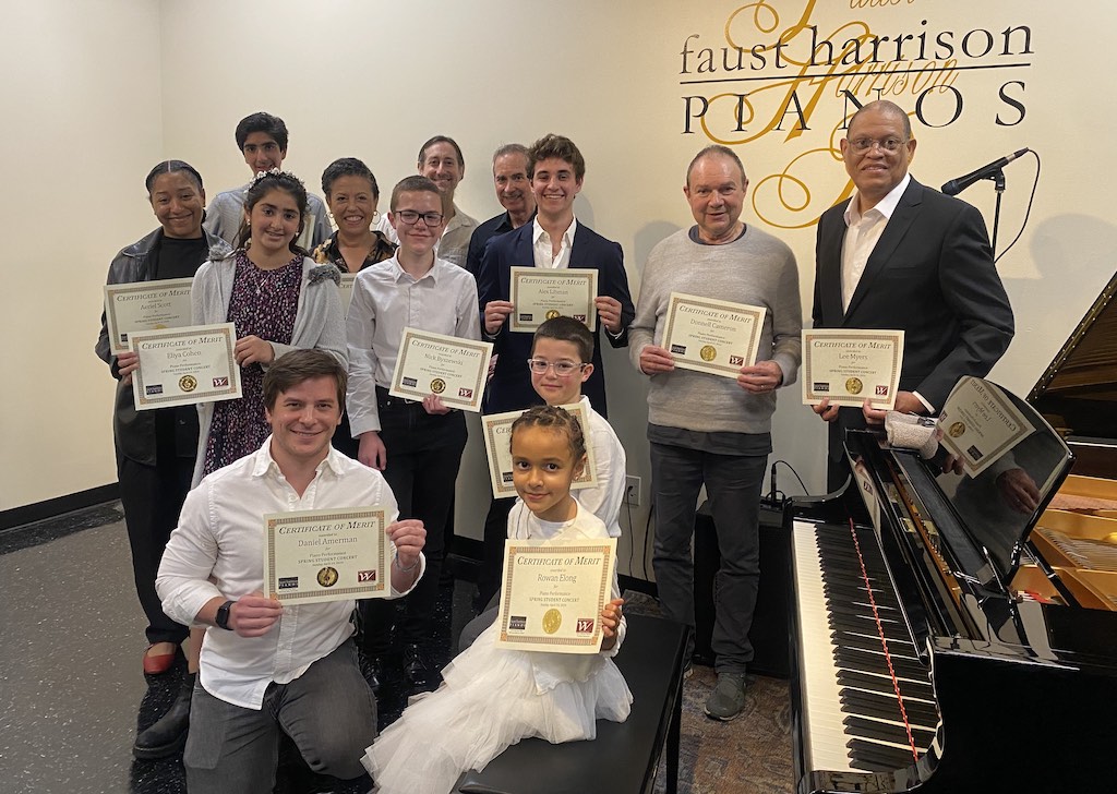 Pianists receive Certificates of Merit for their performance at the Spring 2024 Student Concert.